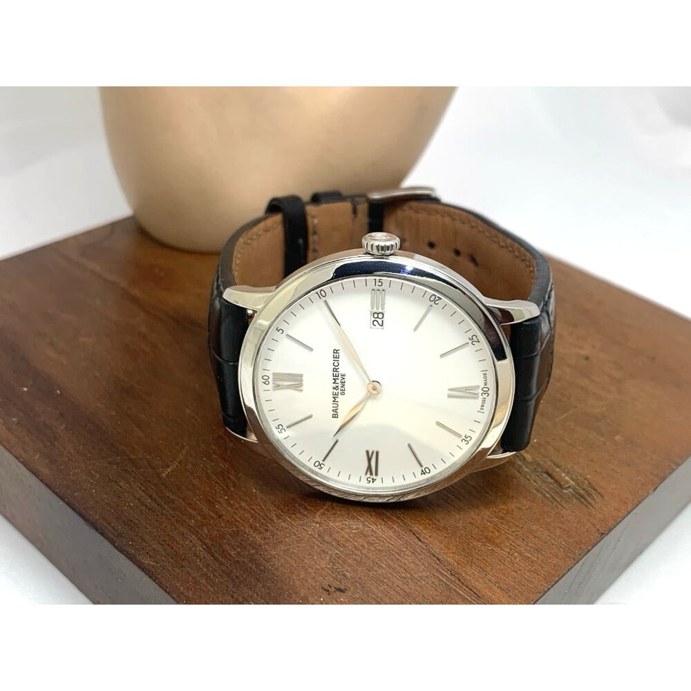 Baume & Mercier Men's Watch 10323 Classima Swiss Quartz White Dial Leather 40mm - Picture 8 of 14